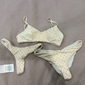 Dippin daisys polka dot bikini set with two different style bottoms
